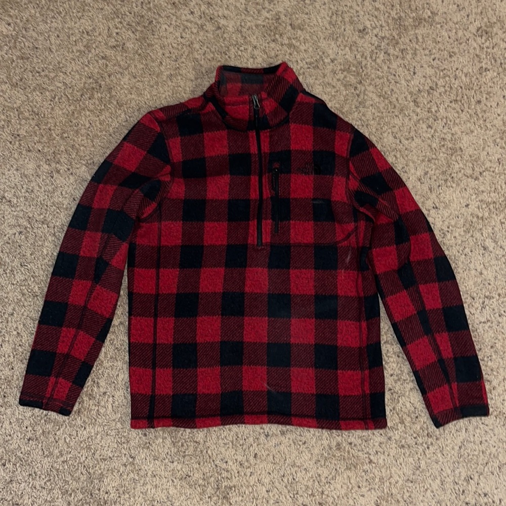Men’s North Face Zip Up - Red & Black Plaid